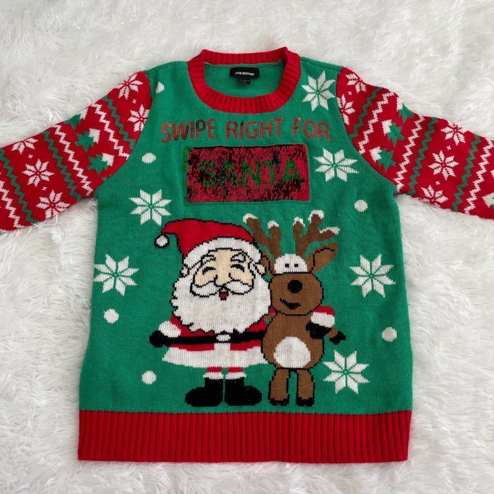 Joe Boxer Christmas Santa Claus Red and Green Sweatshirt Large - Picture 2 of 10